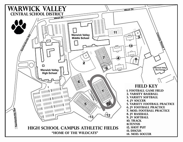 Map of athletic fields at the HS/MS complex