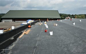 View of ongoing repairs on roof top.