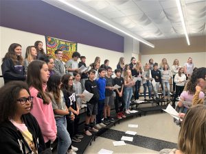 A chorus class singing