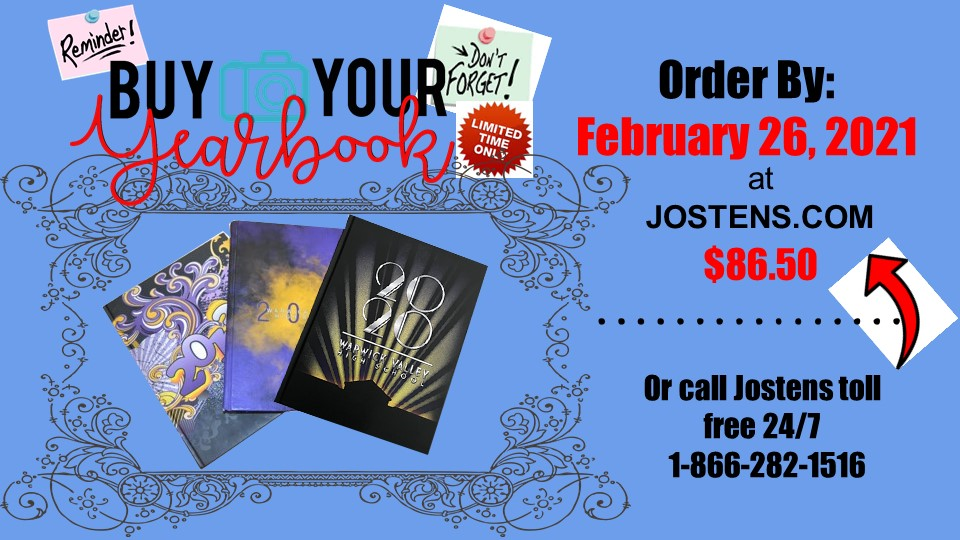 Order your  WVHS yearbook by Feb. 26
