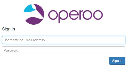 Operoo login page image