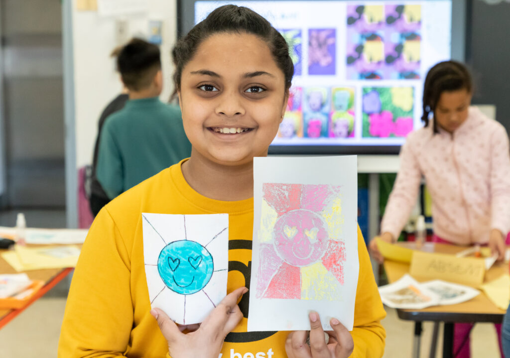 Park Avenue Elementary School student with artwork