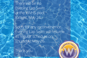 No Tuesday Evening Lap Swim at high school tonight