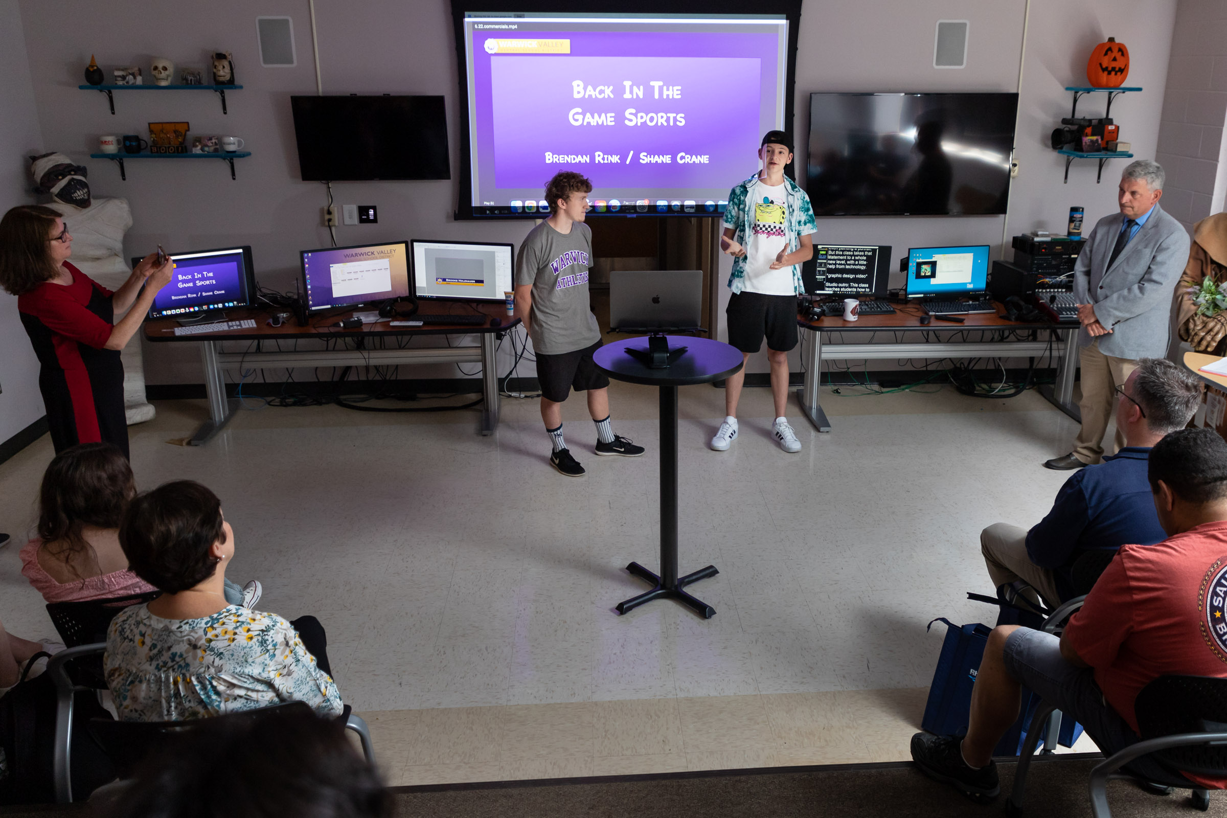 Students in Warwick Valley High School’s video production and communications classes unveiled a series of local commercials at a special reception for business owners.