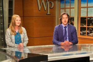 Video production students work in college newsroom on William Paterson visit